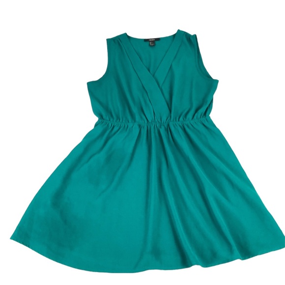 DRESS - Women's Forever 21 Emerald Green Short A-Line Sleeveless Dress. Size L - Picture 11 of 12